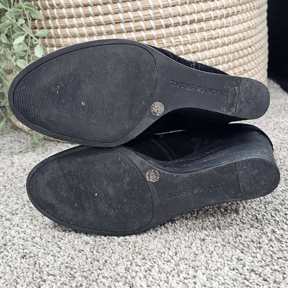Lucky Brand Sway Suede Black Leather Lace Up Booties Size 9.5 - Picture 5 of 7